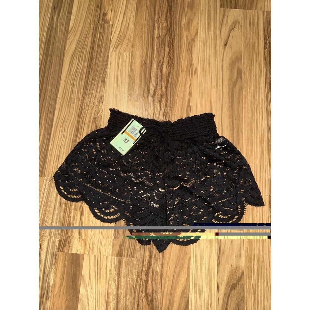 Miken NEW Women's Small Lace Swim Shorts Cover Up Small Grey Swimwear Beach